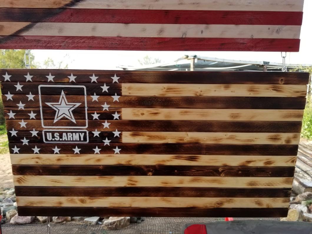 Army Rustic Wood Flag